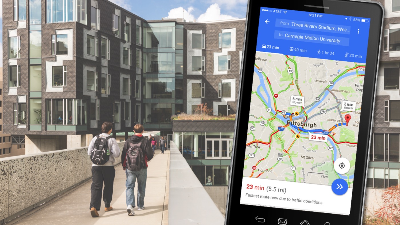 Getting to the Bill Gates building on the CMU campus with Google Maps